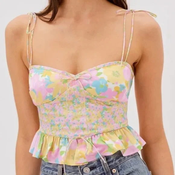 For love & lemons emily tie shoulder top - Picture 1 of 9